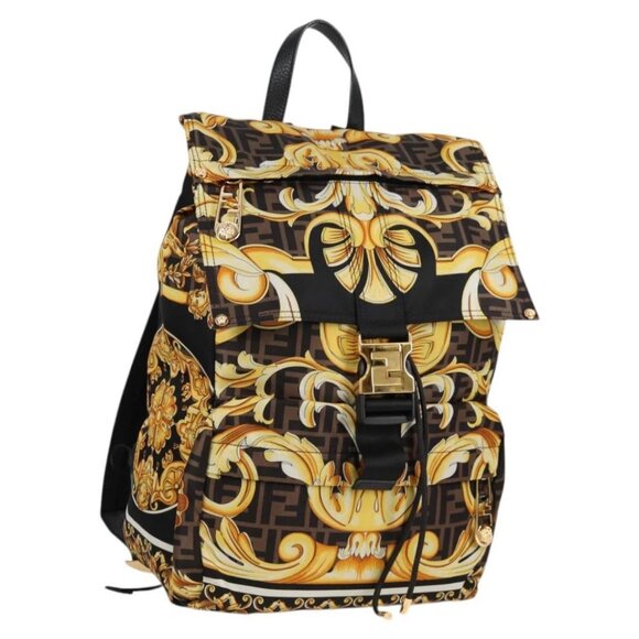 FENDI Zucca Canvas FENDACE Versace Collaboration Backpack Black - Picture 1 of 15